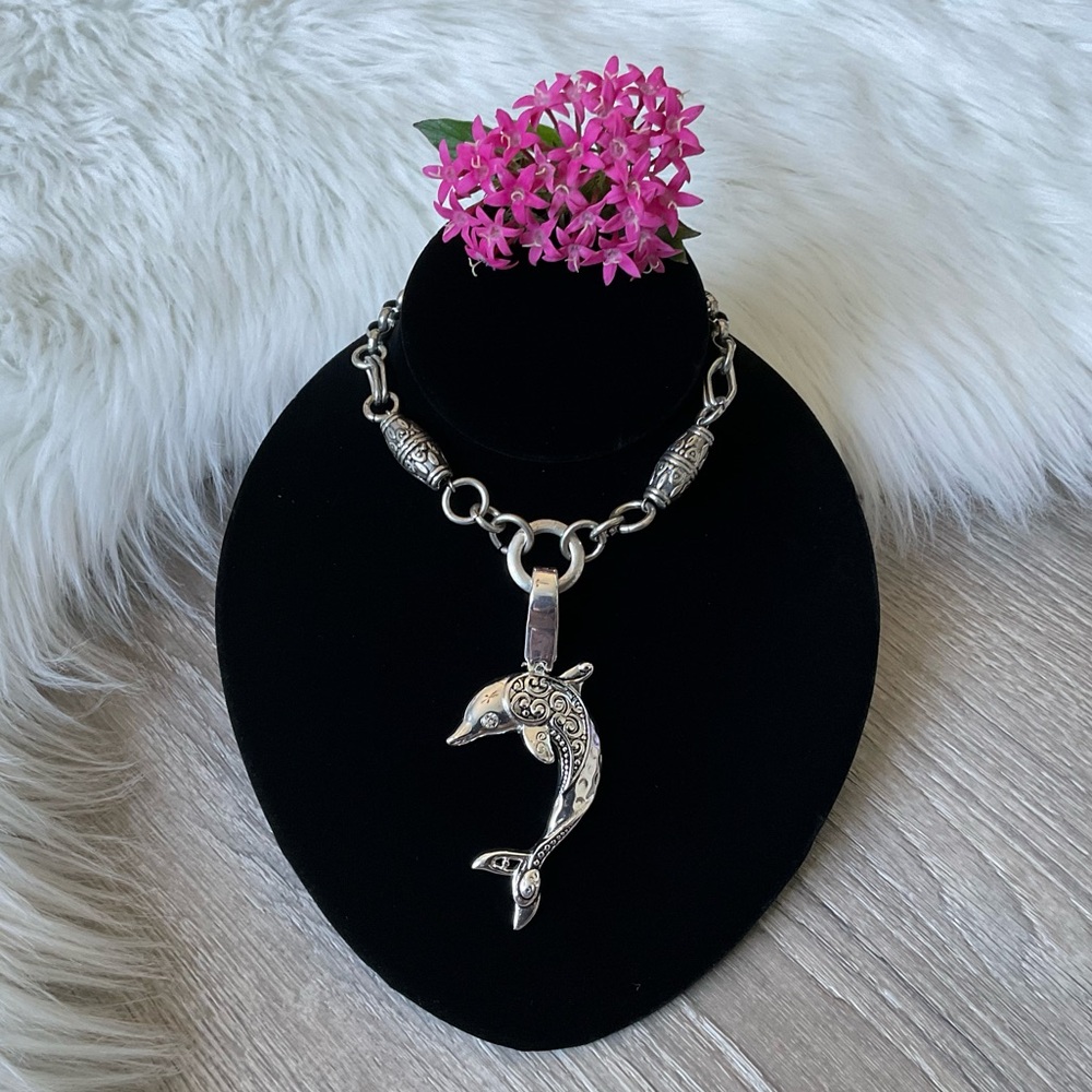 🩵🐬 Dolphin Silver Removable Magnetic Pendant Necklace